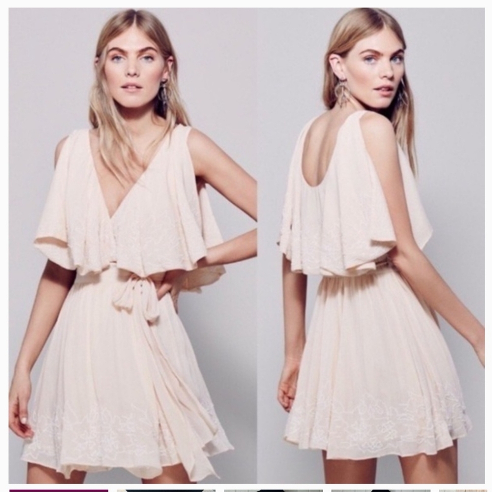 Free People Sylvia beaded wrap mini dress size xs